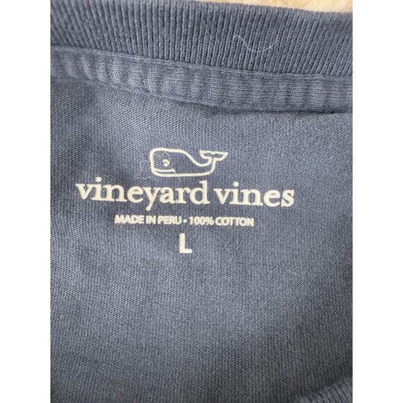 Vineyard Vines Size L Casual Spell Out Whale Print T Shirt Blue Short Sleeve - Picture 4 of 6